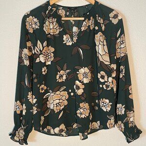 Ann Taylor Factory Floral Green Blouse